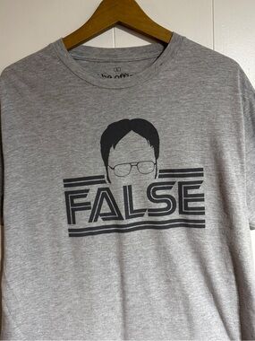 The Office T-shirt Dwight Tee False Spellout Grey Shirt Dwight Schrute Glasses